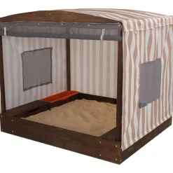 Cabana Sandbox With Beige & White Stripes