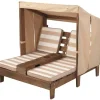 Double Chaise Lounge With Cup Holders - Espresso & Oatmeal