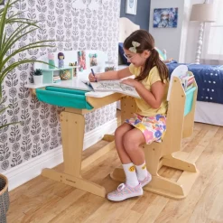 Grow Together™ Pocket Adjustable Desk With Hutch And Chair - Natural