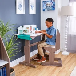 Grow Together™ Pocket Adjustable Desk With Hutch And Chair - Gray Ash