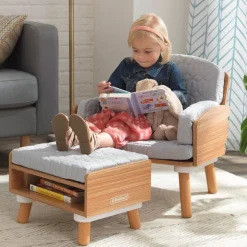 Mid-Century Kid Reading Chair & Ottoman