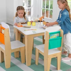 Pocket Storage Table And 4 Chair Set - Natural