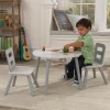 Round Storage Table & 2 Chair Set - Gray & White