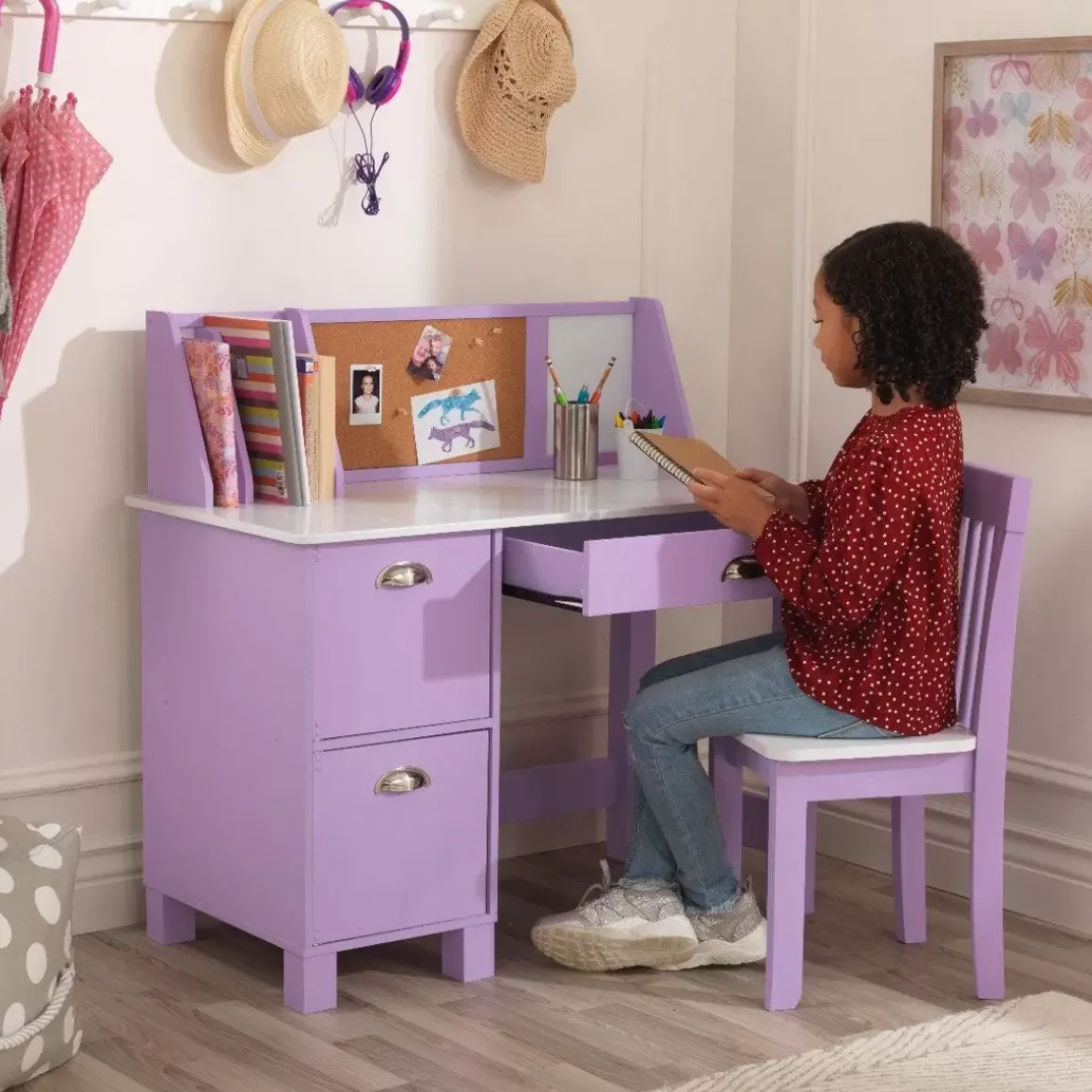 Study Desk With Chair - Lavender
