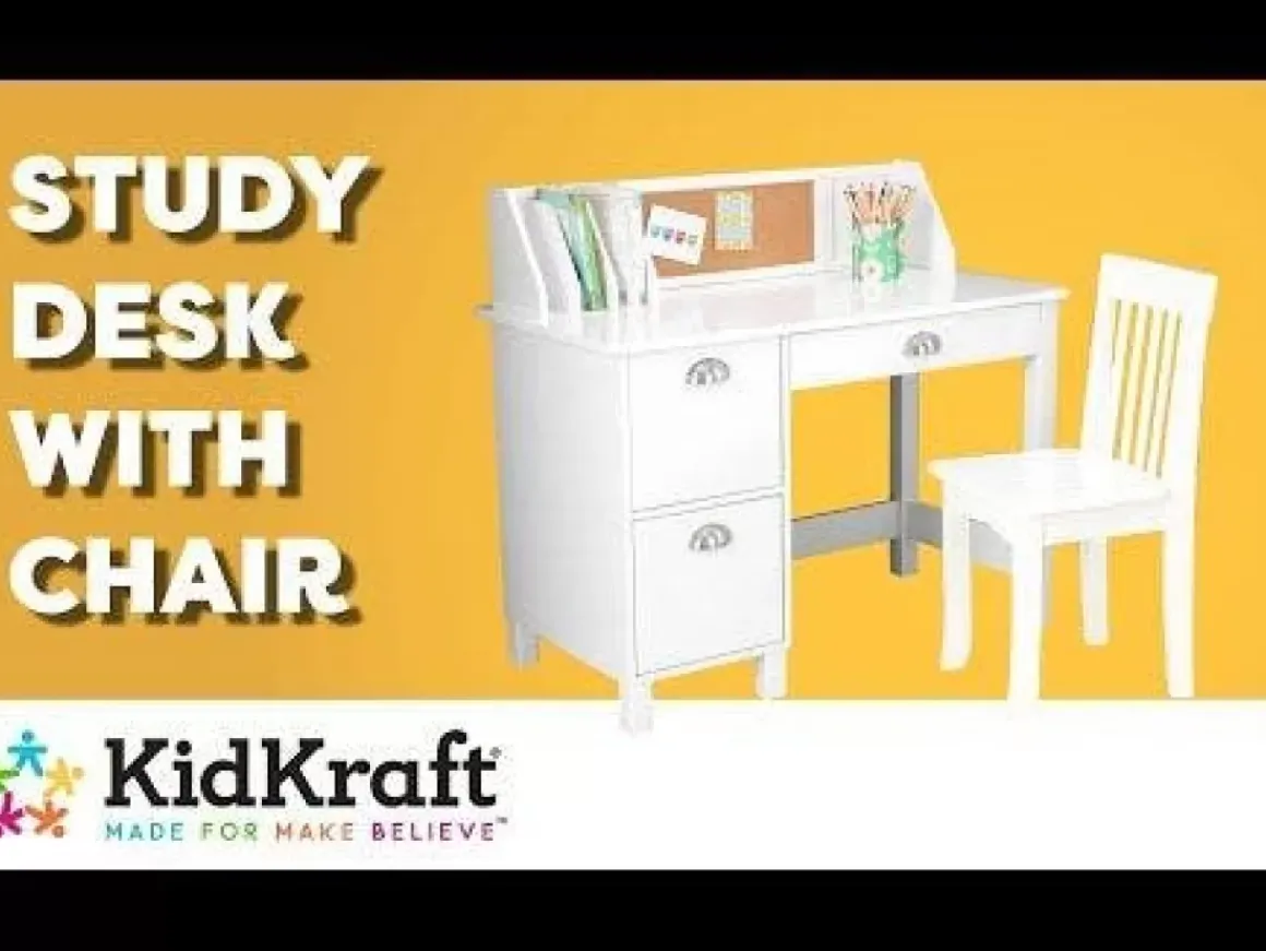 Study Desk With Chair - White