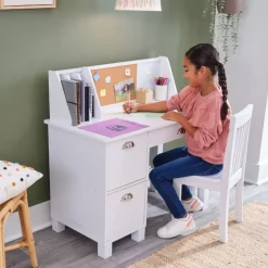 Study Desk With Chair - White